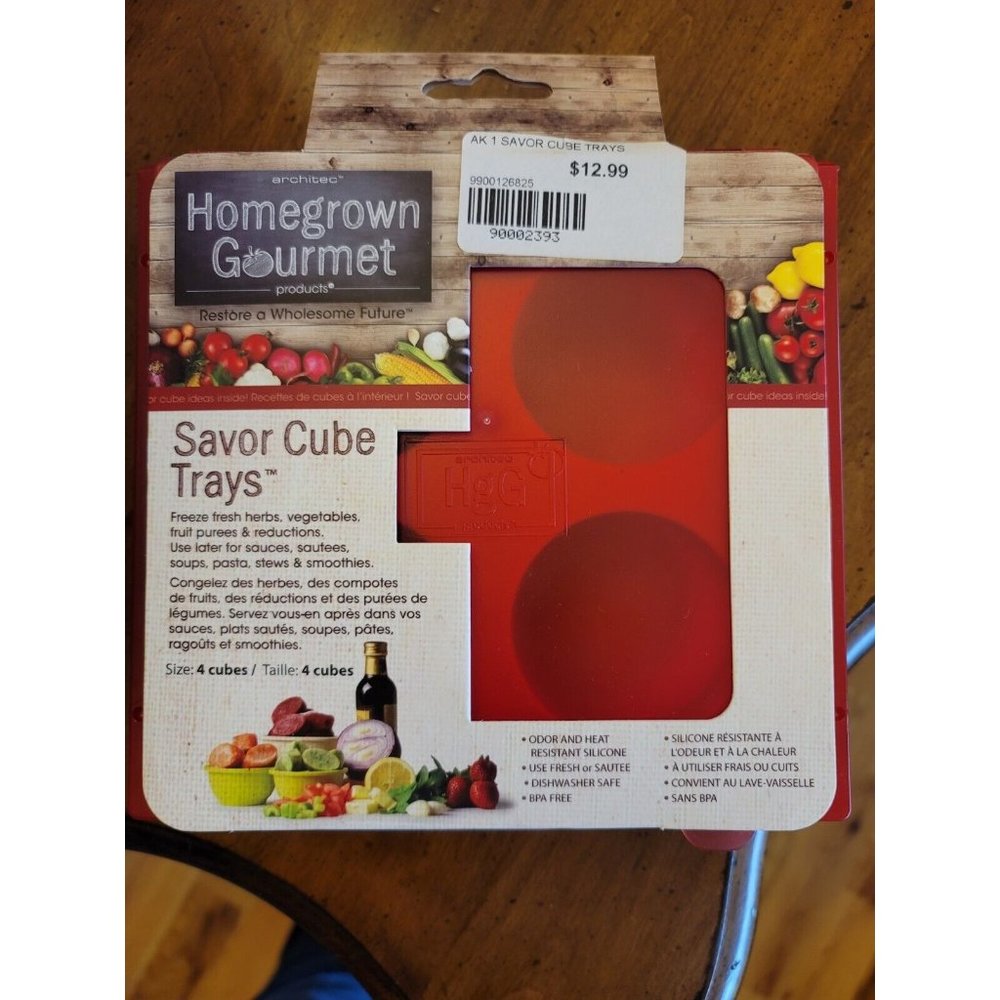 NEW Homegrown Gourmet Scthr Savor Cube Tray Deep Puree, 4 Half-Cup Cubes